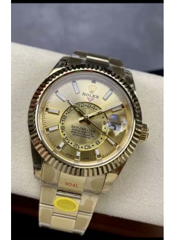 Rolex Sky-Dweller Oro Amarillo Oyster 42MM Reloj Réplica a Espejo 1:1