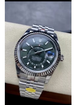 Rolex Sky-Dweller REF #m336935 Dial Verde Reloj Caja Acero 904L Réplica Espejo 1:1