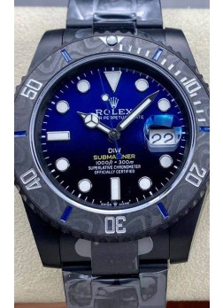 Rolex Submariner DiW Edición Especial Reloj con Revestimiento DLC Bisel de Carbono Dial Azul