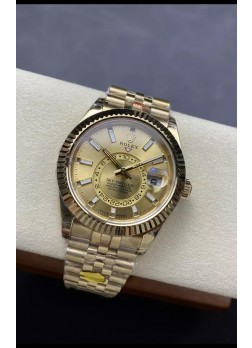 Rolex Sky-Dweller REF# 336935 Dial Oro Reloj en Oro Amarillo Caja Acero 904L Réplica Espejo 1:1