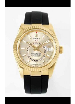 Rolex Sky-Dweller REF# 336935 Dial Oro Reloj en Oro Amarillo Caja Acero 904L Réplica Espejo 1:1