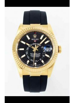 Rolex Sky-Dweller REF# 336935 Dial Negro Reloj en Oro Amarillo Caja Acero 904L Réplica Espejo 1:1