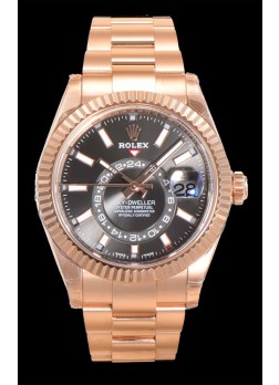 Rolex Sky-Dweller REF# 336235 Dial Slate Reloj en Oro Rosado Caja Acero 904L Réplica Espejo 1:1