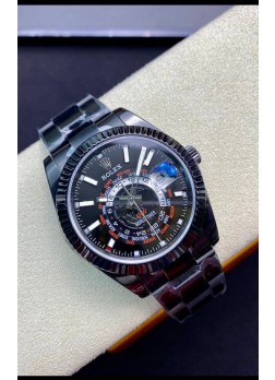 Rolex SkyDweller Reloj Suizo Caja Revestida en PVD - Dial Negro Edición DIW
