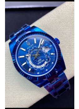 Rolex SkyDweller Reloj Suizo Caja Revestida en PVD Azul - Dial Azul Edición DIW