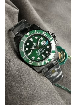 Rolex Submariner Blaken DLC Coated Reloj Réplica Suizo en Dial Verde