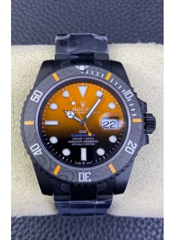 Rolex Submariner Reloj Edición Especial DiW con Revestimiento DLC Bisel Carbono Dial Naranja