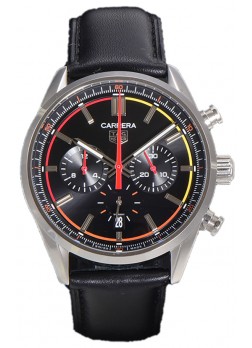 Tag Heuer Carrera Chronograph 42 Reloj Réplica Cuarzo Suizo Dial Negro Leather Strap