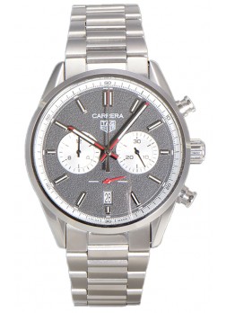 Tag Heuer Carrera Cronógrafo 43 Reloj Réplica Cuarzo Suizo Dial Gris Correa Acero