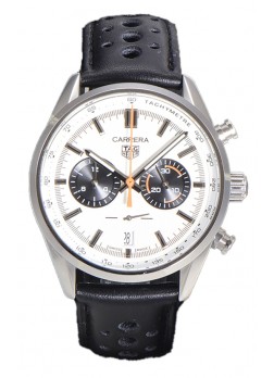 Tag Heuer Carrera Cronógrafo 43 Reloj Réplica Cuarzo Suizo Dial Blanco Correa Acero