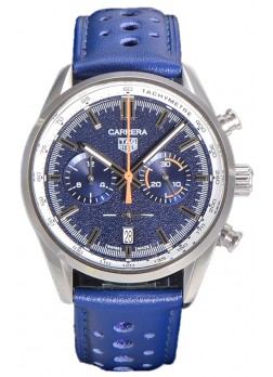 Tag Heuer Carrera Cronógrafo 43 Reloj Réplica Cuarzo Suizo Dial Azul Correa Piel