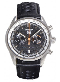 Tag Heuer Carrera Cronógrafo 43 Reloj Réplica Cuarzo Suizo Dial Negro Correa Piel