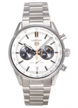 Tag Heuer Carrera Cronógrafo 43 Reloj Réplica Cuarzo Suizo Dial Blanco Correa Piel