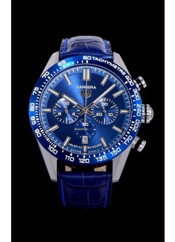Tag Heuer Carrera Movimiento Cuarzo Suizo Reloj Réplica Dial Azul - Correa de Goma Azul