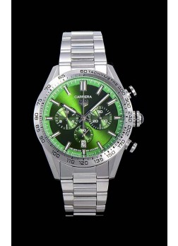 Tag Heuer Carrera Movimiento Cuarzo Suizo Reloj Réplica Dial Verde - Correa de Acero Inoxidable