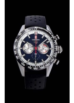 Tag Heuer Carrera Reloj Réplica Movimiento de Cuarzo Suizo Dial Negro - Correa de Goma Negra