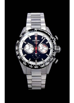 Tag Heuer Carrera Movimiento Cuarzo Suizo Reloj Réplica Dial Negro - Correa de Acero Inoxidable