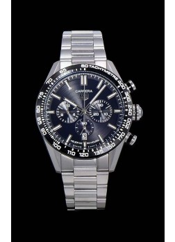 Tag Heuer Carrera Movimiento Cuarzo Suizo Reloj Réplica Dial Negro - Correa de Acero Inoxidable