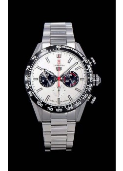 Tag Heuer Carrera Movimiento Cuarzo Suizo Reloj Réplica Dial Blanco - Correa de Acero Inoxidable