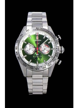 Tag Heuer Carrera Movimiento Cuarzo Suizo Reloj Réplica Dial Verde - Correa de Acero Inoxidable