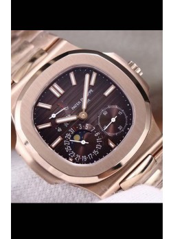 Patek Philippe Nautilus 5712/R Reloj Réplica calidad Espejo 1:1 Dial Marrón Correa de Oro