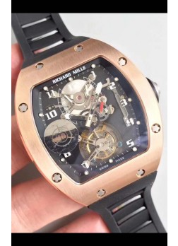 Richard Mille RM001 Genuino Tourbillon Reloj Réplica Suizo Caja en Oro Rosado
