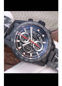 Tag Heuer Carrera Heuer 01 Reloj Réplica Suizo Caja en PVD - Dial Negro tipo Skeleton