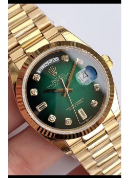 Rolex Day Date 128238 Presidential Reloj Oro Amarillo 18K 36MM - Dial Verde Calidad a Espejo 1:1