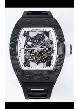 Richard Mille RM055 Caja de Carbono Forjado Reloj Réplica a espejo 1:1 Correa Negra