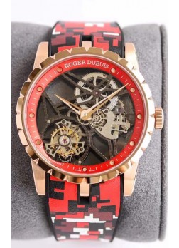 Roger Dubuis Excalibur Spider Flying Tourbillon Caja tipo Skeleton Caja de Oro Rosado Reloj Suizo a Espejo 1:1