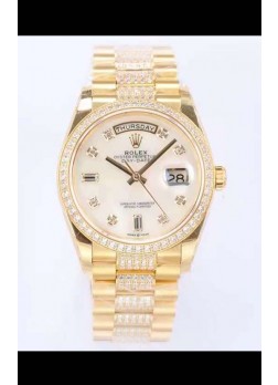 Rolex Day Date Presidential Reloj Oro Amarillo 18K 36MM - Dial Blanco Calidad a Espejo 1:1