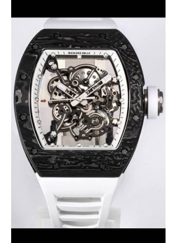 Richard Mille RM055 Caja Carbono Negra Reloj Réplica a Espejo 1:1 Correa Blanca
