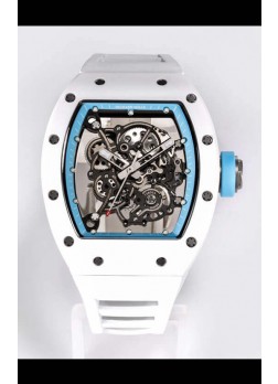 Richard Mille RM055 Caja Cerámica Blanca Reloj Réplica a Espejo 1:1 Correa Blanca
