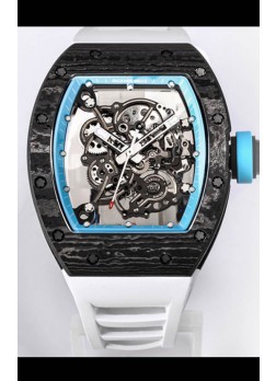 Richard Mille RM055 Caja Carbono Negra Reloj Réplica a Espejo 1:1 Correa Blanca