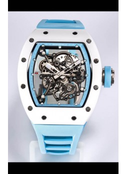 Richard Mille RM055 Caja Cerámica Blanca Reloj Réplica a Espejo 1:1 Correa Azul