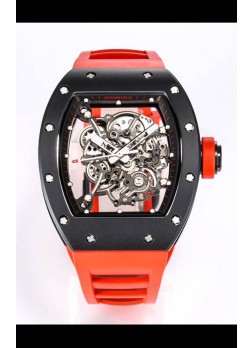 Richard Mille RM055 Caja Cerámica Negra Reloj Réplica a Espejo 1:1 Correa Roja