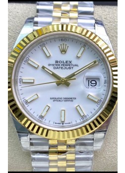 Rolex Datejust 126333 41MM Cal.3135 Reloj Réplica Suizo a Espejo 1:1 en 904L Dial Blanco