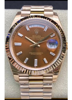 Rolex Day Date 40MM 228235 Oro Rosado Dial Marrón Brown Reloj Réplica a Espejo 1:1
