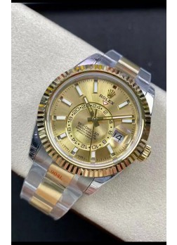 Rolex Sky-Dweller Oystersteel Oro Amarillo Oyster 42MM Reloj Réplica a Espejo 1:1 