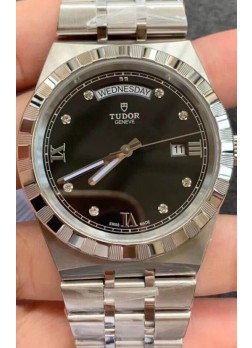 Tudor Reloj Edición Royal - Réplica Espejo 1:1 en Caja de Acero - Dial Diamantes Negro