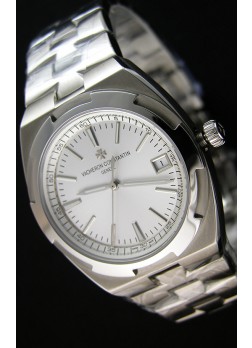 Vacheron Constantin Overseas Reloj Réplica Suizo a Espejo 1:1 con Dial en Acero color Blanco