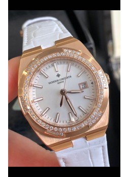 Vacheron Constantin Overseas Rose Gold 33MM Reloj Réplica Cuarzo Suizo Dial Acero 