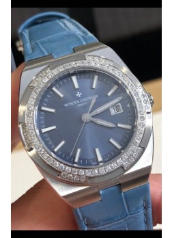 Vacheron Constantin Overseas Acero Inoxidable 33MM Reloj Réplica Cuarzo Suizo Dial Azul 