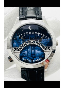 Van Cleef & Arpels Lady Arpels Pont des Amoureux en Acero Inoxidable Correa Negra