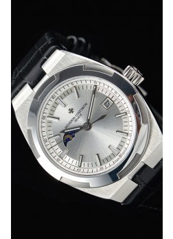 Vacheron Constantin Overseas MoonPhase Reloj Suizo Acero Inoxidable en Correa Negra